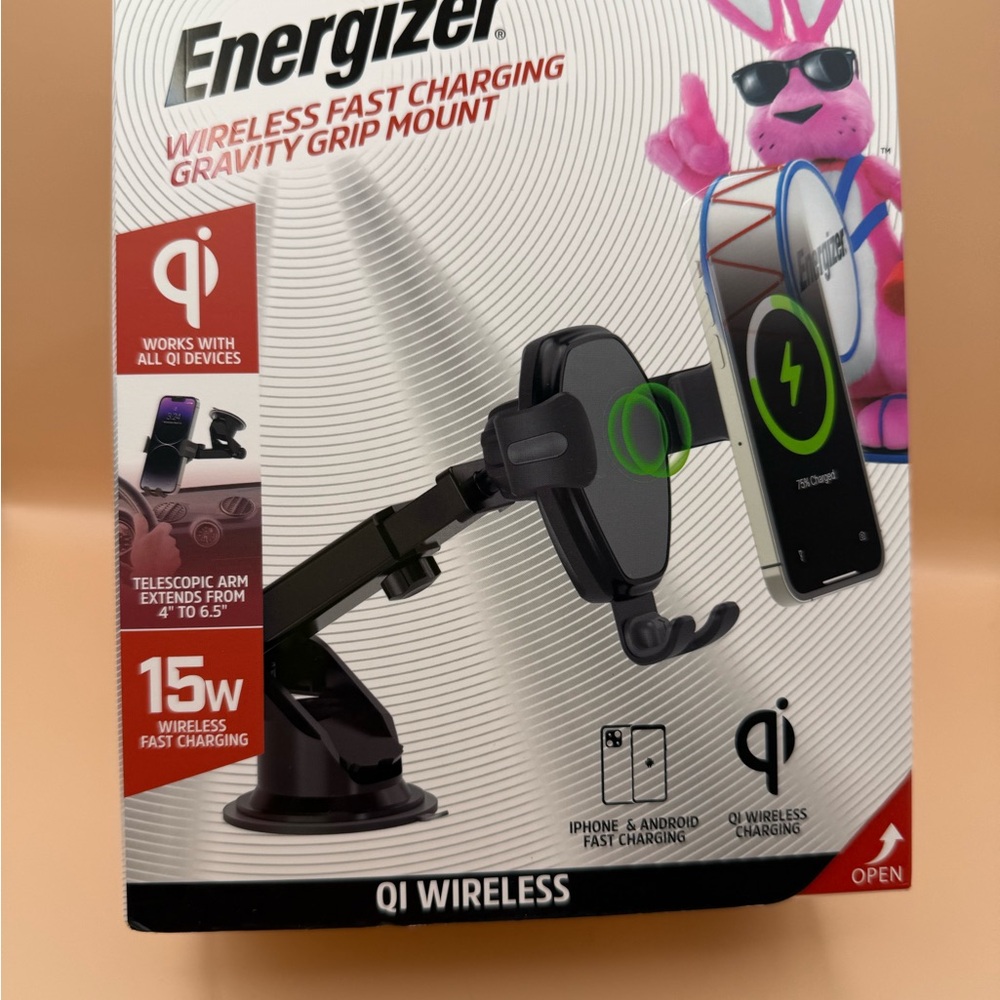 Energizer New-Wireless Fast Charging Gravity Grip Mount - Black